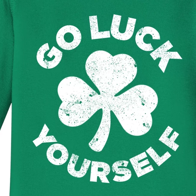 Happy St Patrick Day Go Luck Yourself Funny Irish Shamrock Baby Long Sleeve Bodysuit