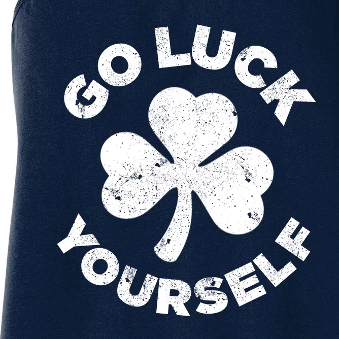 Happy St Patrick Day Go Luck Yourself Funny Irish Shamrock Women's Racerback Tank