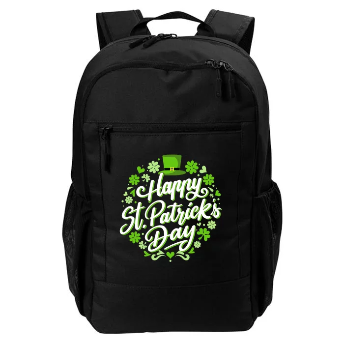 Happy St Patricks day with shamrocks for irish party Daily Commute Backpack