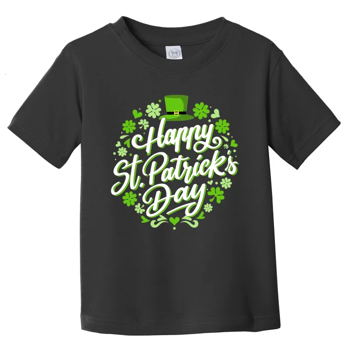 Happy St Patricks day with shamrocks for irish party Toddler T-Shirt