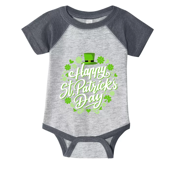 Happy St Patricks day with shamrocks for irish party Infant Baby Jersey Bodysuit