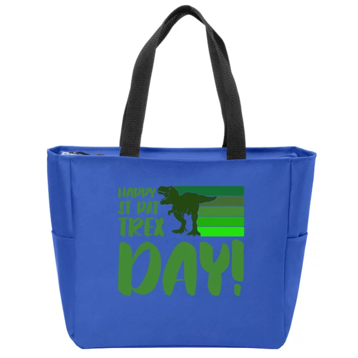 Happy St Pat Trex Day St Patricks Day Funny Dinosaur Gift Zip Tote Bag