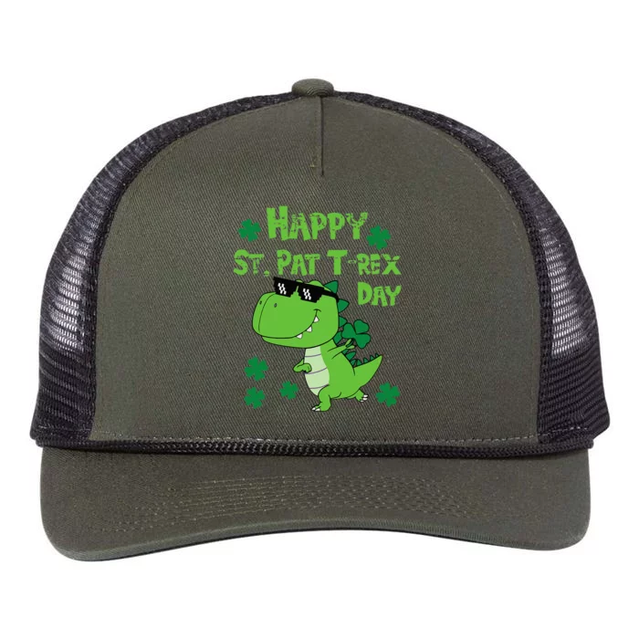 Happy St Pat Rex Dinosaur Saint Patrick'S Day Retro Rope Trucker Hat Cap