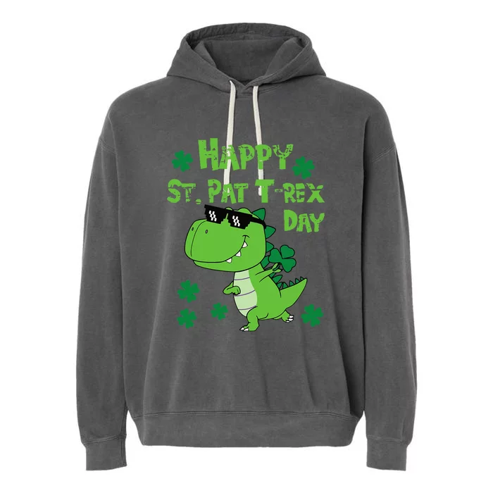 Happy St Pat Rex Dinosaur Saint Patrick'S Day Garment-Dyed Fleece Hoodie