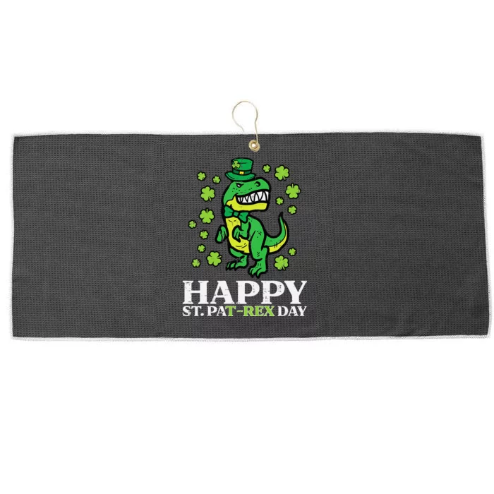 Happy St Pat Rex Dino Saint Patricks Day Trex Large Microfiber Waffle Golf Towel