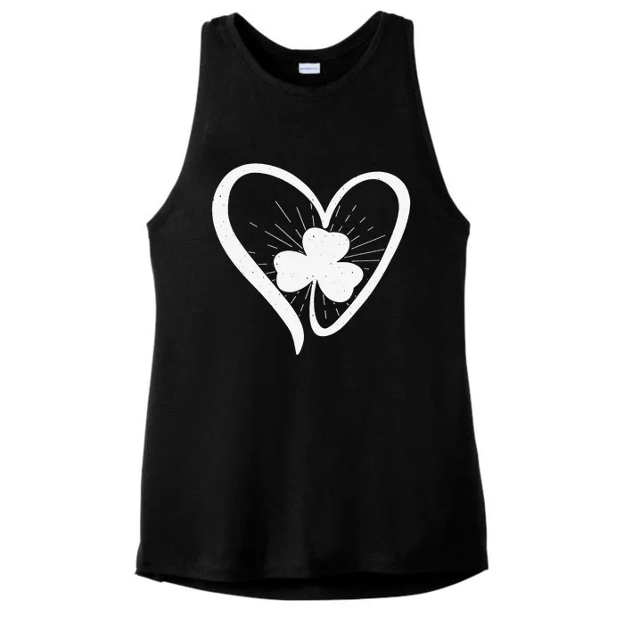 Happy St Patrick's Day Irish Shamrock Heart Family Lucky Day Ladies Tri-Blend Wicking Tank