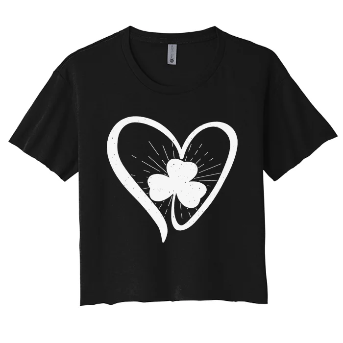 Happy St Patrick's Day Irish Shamrock Heart Family Lucky Day Women's Crop Top Tee