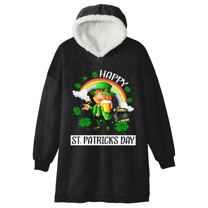 Happy St. Patrick's Day Saint Shenanigan Clover Irishman Hooded Wearable Blanket