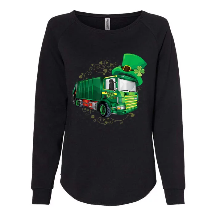 St Patrick's Day Green Garbage Truck Boy Kids Womens California Wash Sweatshirt