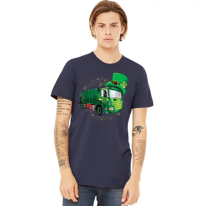 St Patrick's Day Green Garbage Truck Boy Kids Premium T-Shirt