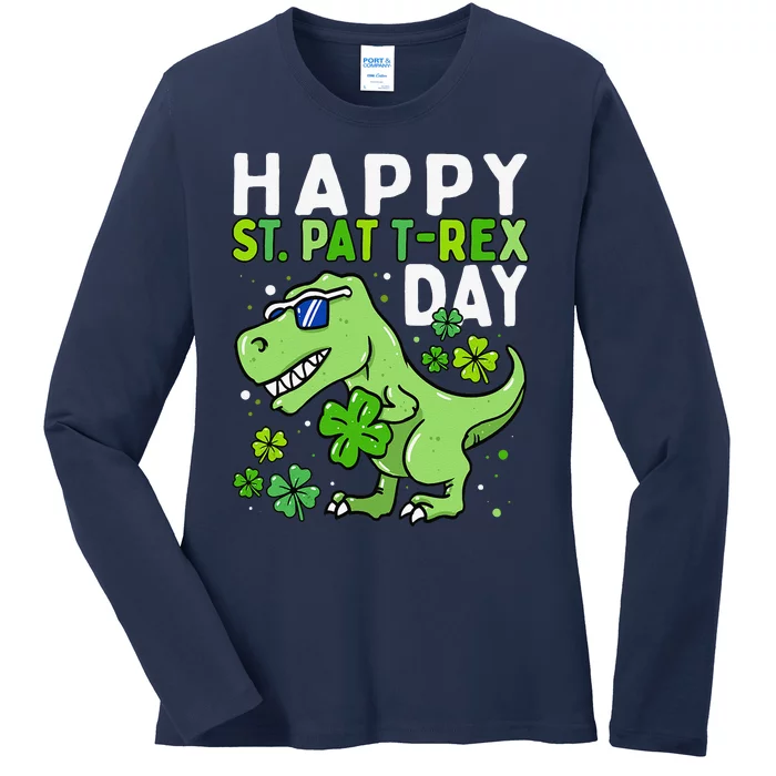 Happy St Patrex Day Dino St Patricks Days Ladies Long Sleeve Shirt