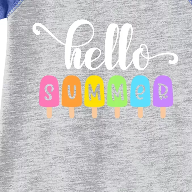 Hello Summer Popsicles Cute Pastel Graphic Design Cute Gift Infant Baby Jersey Bodysuit