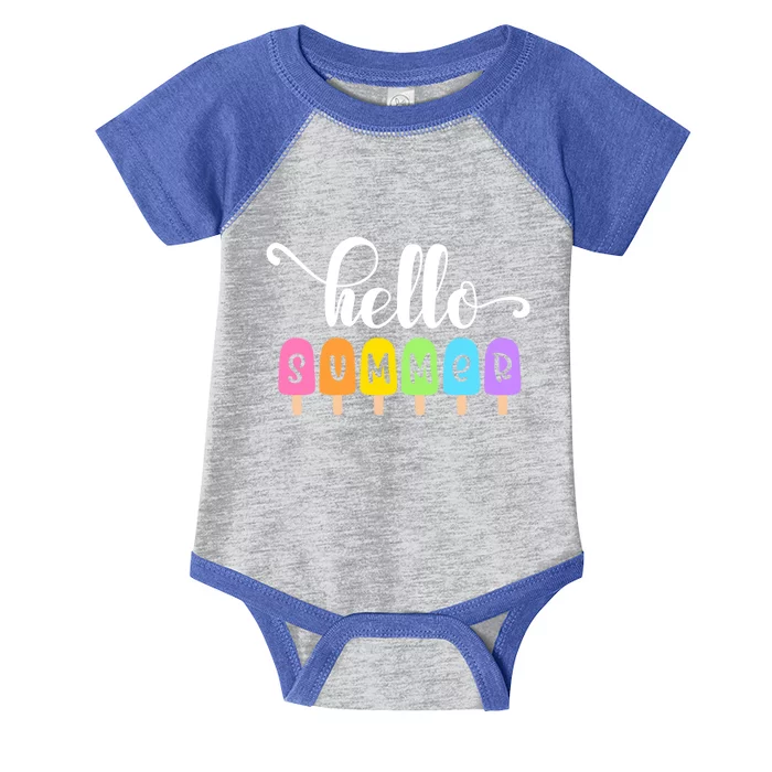 Hello Summer Popsicles Cute Pastel Graphic Design Cute Gift Infant Baby Jersey Bodysuit