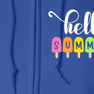 Hello Summer Popsicles Cute Pastel Graphic Design Cute Gift Full Zip Hoodie