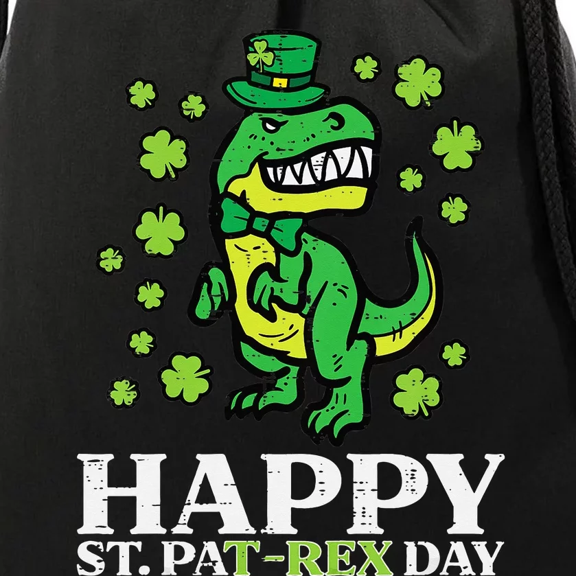 Happy St Pat Rex Day cutes St Patricks Dinosaur Drawstring Bag