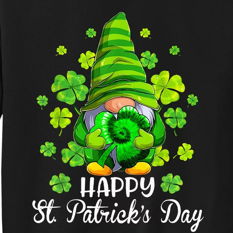 Happy St. PatrickS Day Gnome Tie Dye Shamrock Tall Sweatshirt