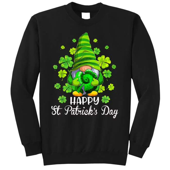 Happy St. PatrickS Day Gnome Tie Dye Shamrock Tall Sweatshirt