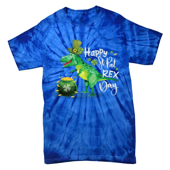 Happy St Pat Rex Day St Patrick's Day Dinosaur Gift Tie-Dye T-Shirt