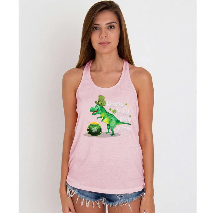 Happy St Pat Rex Day St Patrick's Day Dinosaur Gift Women's Knotted Racerback Tank