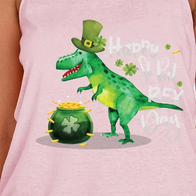 Happy St Pat Rex Day St Patrick's Day Dinosaur Gift Women's Knotted Racerback Tank