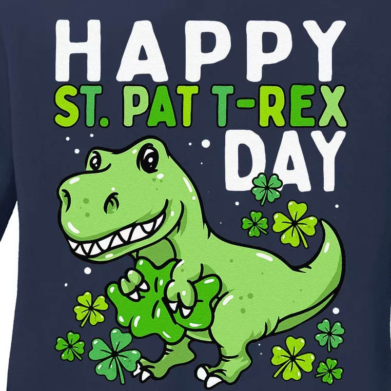 Happy St Patrex Day Dinosaur St Patrick's Day Ladies Long Sleeve Shirt