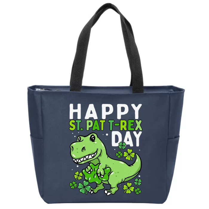 Happy St Patrex Day Dinosaur St Patrick's Day Zip Tote Bag