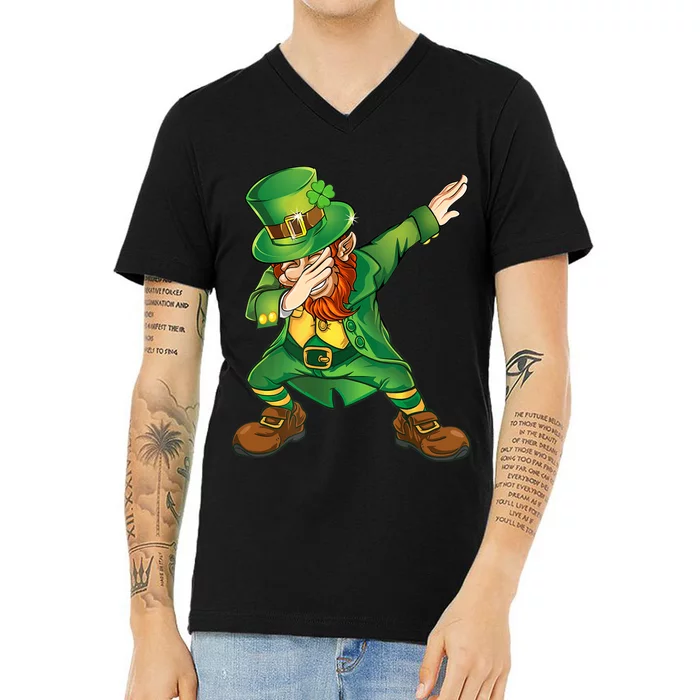 Happy St Patricks Day Dabbing Leprechaun V-Neck T-Shirt