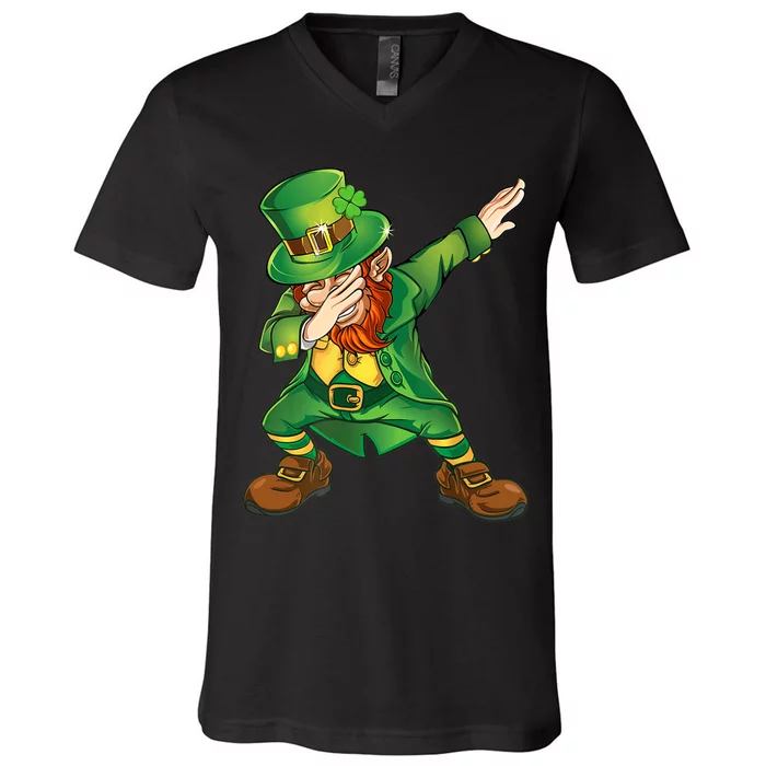 Happy St Patricks Day Dabbing Leprechaun V-Neck T-Shirt