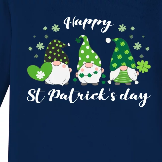 Happy St Patricks Day Green Gnome Irish Gift Baby Long Sleeve Bodysuit