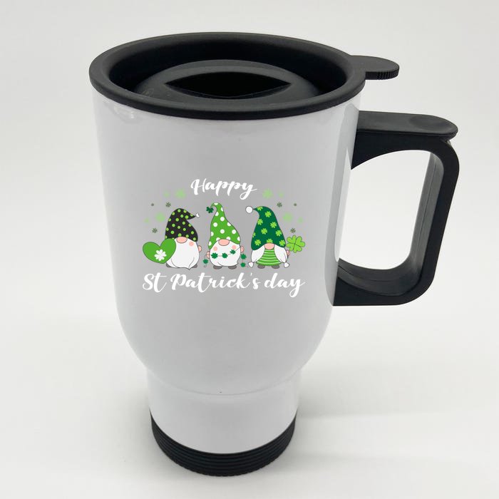 Happy St Patricks Day Green Gnome Irish Gift Front & Back Stainless Steel Travel Mug