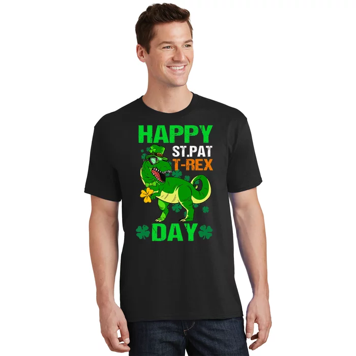 Happy St Pat Trex Day Funny Dinosaur Shamrock Patrick's Day T-Shirt