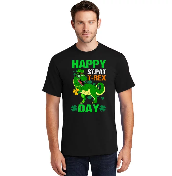 Happy St Pat Trex Day Funny Dinosaur Shamrock Patrick's Day Tall T-Shirt