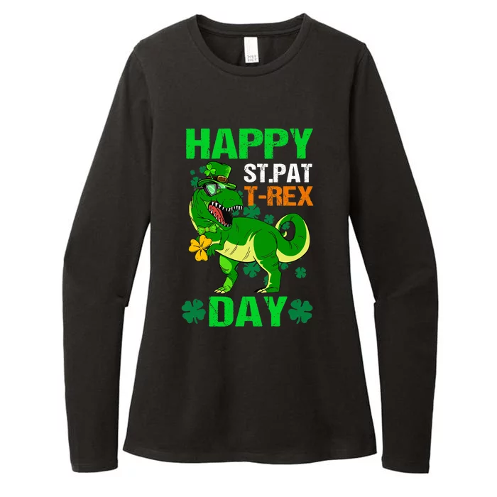 Happy St Pat Trex Day Funny Dinosaur Shamrock Patrick's Day Womens CVC Long Sleeve Shirt