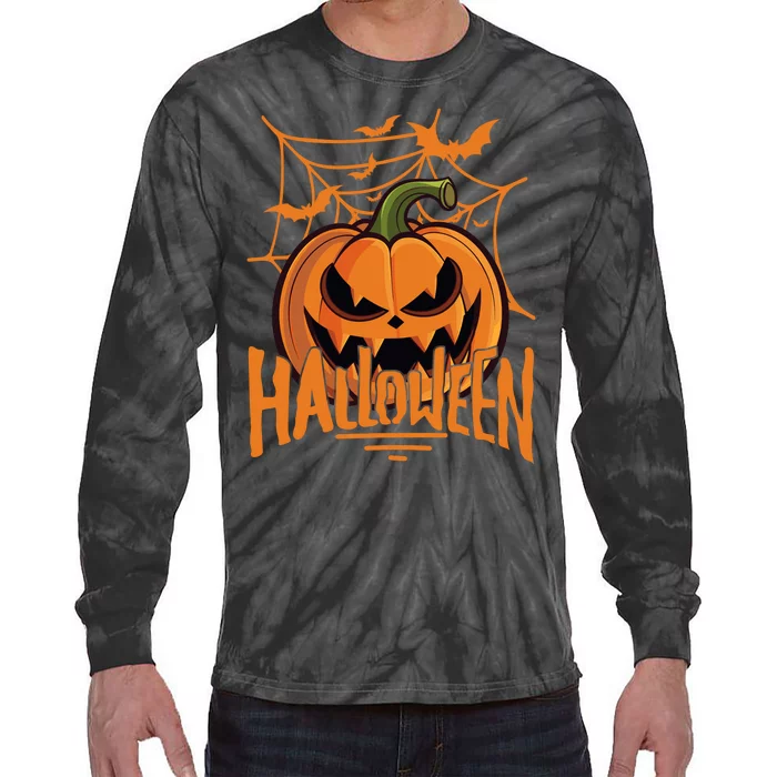 Halloween Spooky Pumpkin Tie-Dye Long Sleeve Shirt