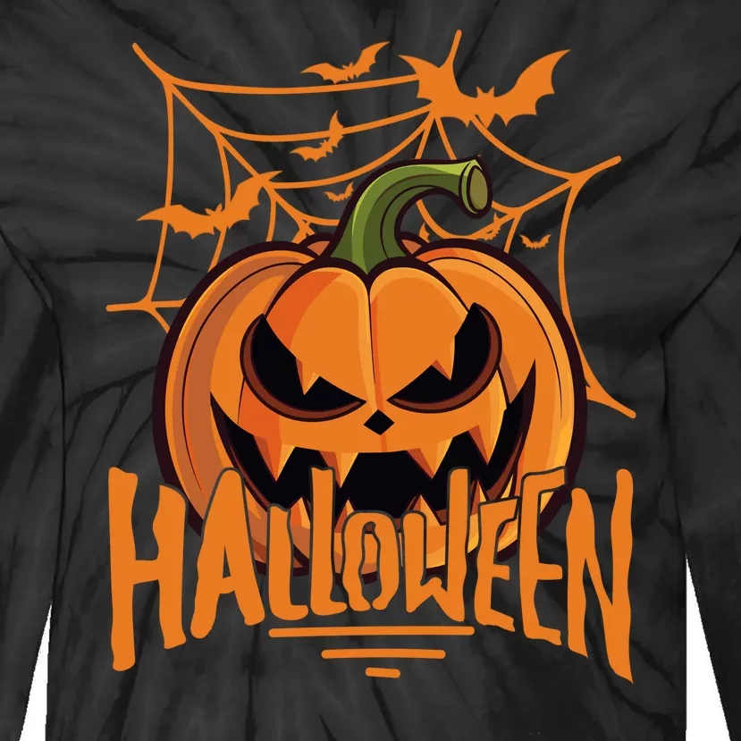 Halloween Spooky Pumpkin Tie-Dye Long Sleeve Shirt