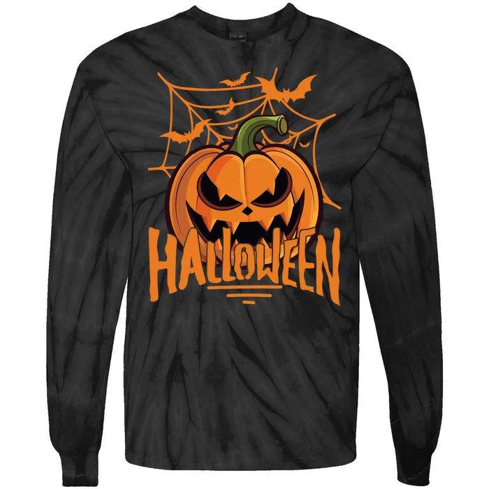 Halloween Spooky Pumpkin Tie-Dye Long Sleeve Shirt