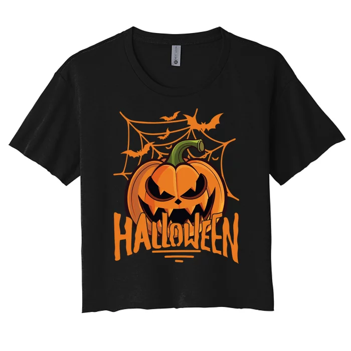 Halloween Spooky Pumpkin Women's Crop Top Tee