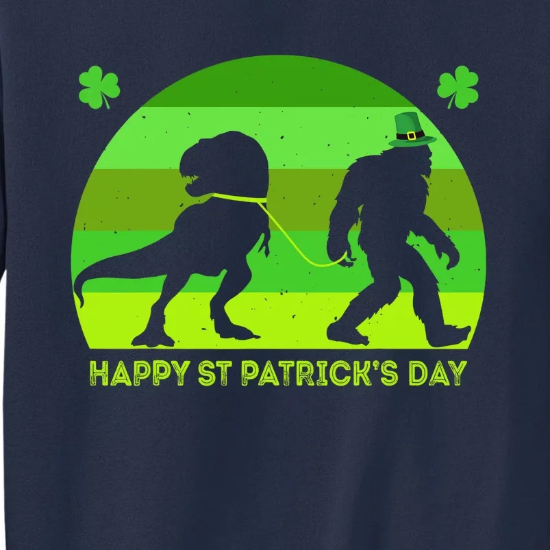 Happy St PaT-Rex Dinosaur Saint Patrick's Day Bigfoot sunset Sweatshirt