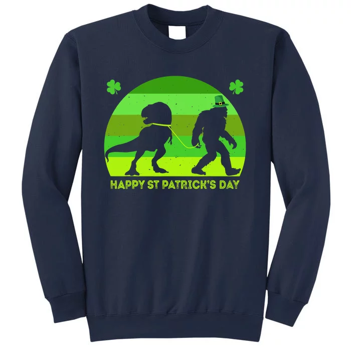 Happy St PaT-Rex Dinosaur Saint Patrick's Day Bigfoot sunset Sweatshirt