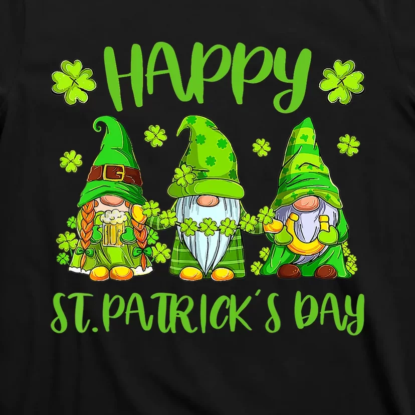 Happy St Patrick's Day Three Gnome Irish Shamrock Leprechaun T-Shirt