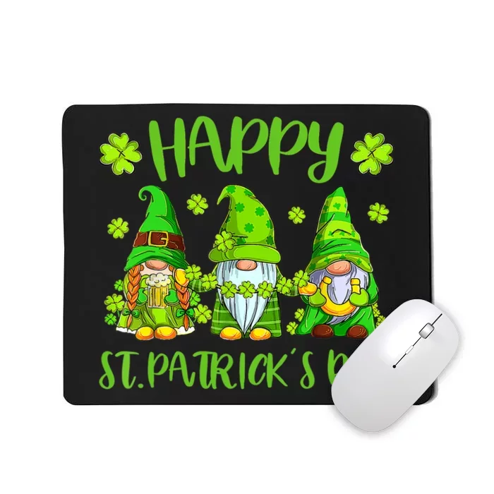 Happy St Patrick's Day Three Gnome Irish Shamrock Leprechaun Mousepad