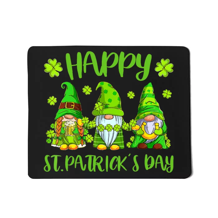 Happy St Patrick's Day Three Gnome Irish Shamrock Leprechaun Mousepad