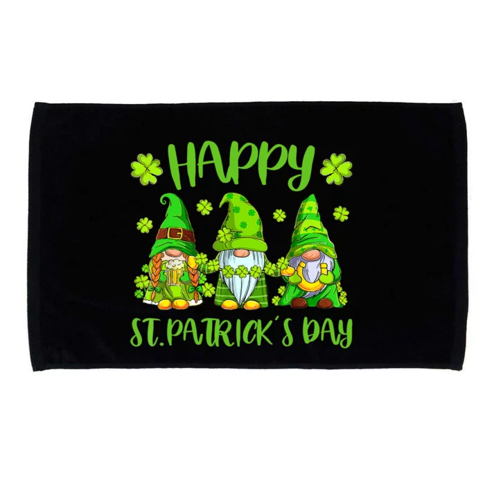 Happy St Patrick's Day Three Gnome Irish Shamrock Leprechaun Microfiber Hand Towel