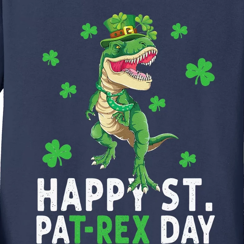 Happy St PatRex Saint Patrick's Day Dinosaurs Kids Long Sleeve Shirt