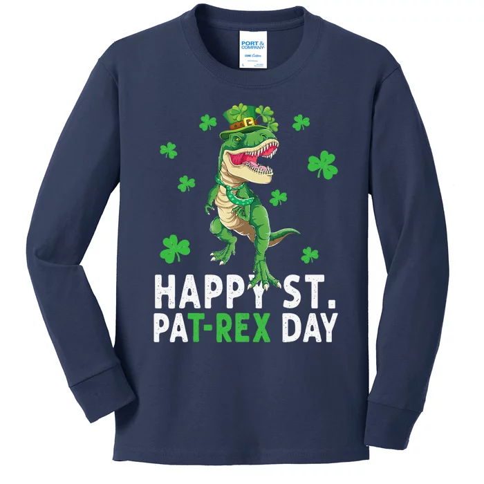 Happy St PatRex Saint Patrick's Day Dinosaurs Kids Long Sleeve Shirt