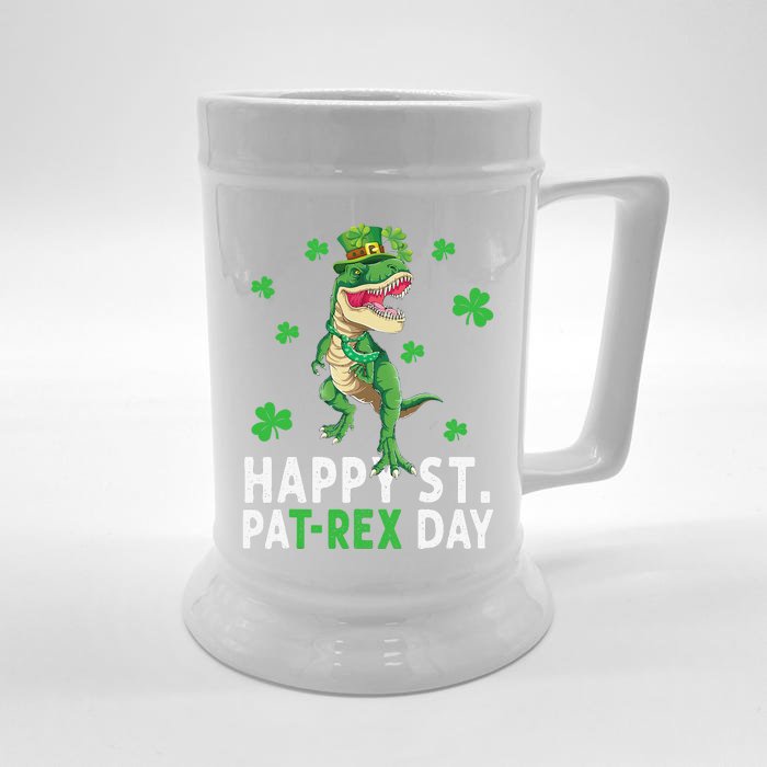 Happy St PatRex Saint Patrick's Day Dinosaurs Front & Back Beer Stein