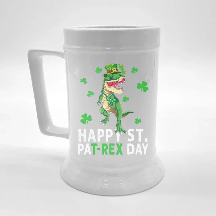 Happy St PatRex Saint Patrick's Day Dinosaurs Front & Back Beer Stein