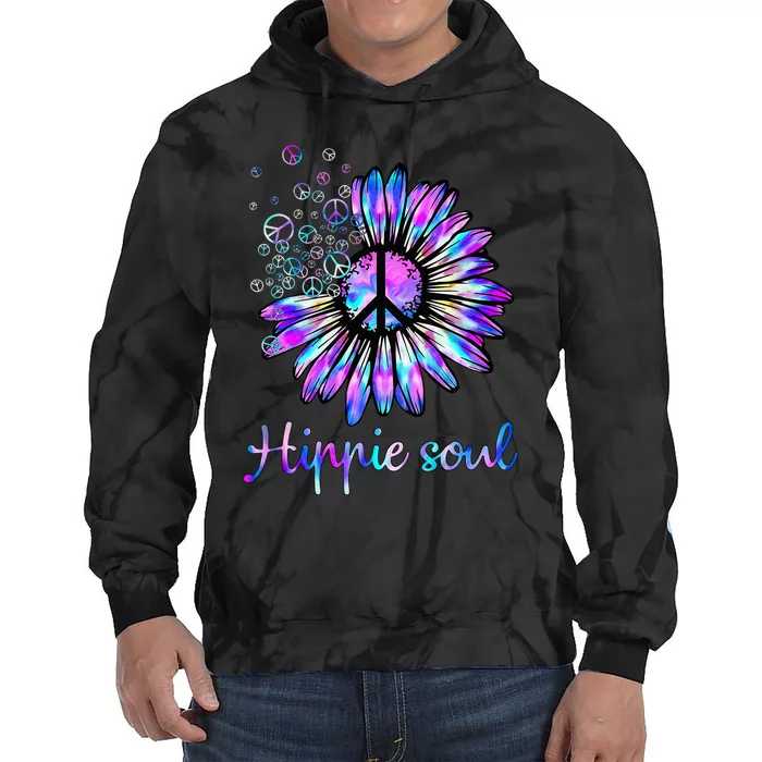 Hippie Soul Psychedelic Daisy Peace Sign Tie Dye Hoodie