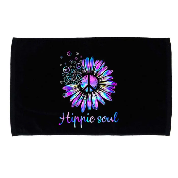 Hippie Soul Psychedelic Daisy Peace Sign Microfiber Hand Towel