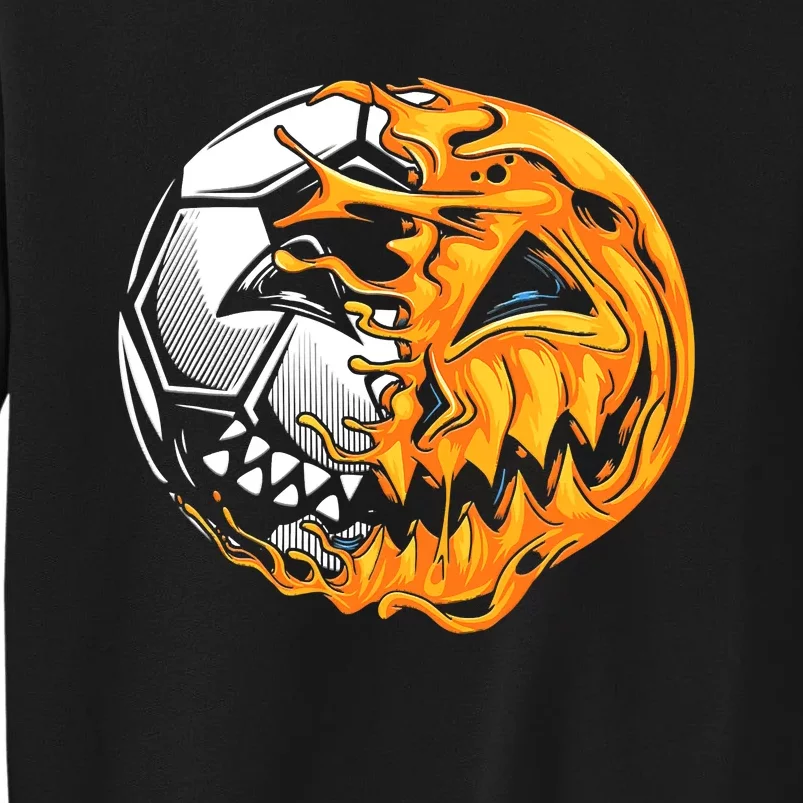 Halloween Soccer Player Pumpkin Skeleton Tall Sweatshirt